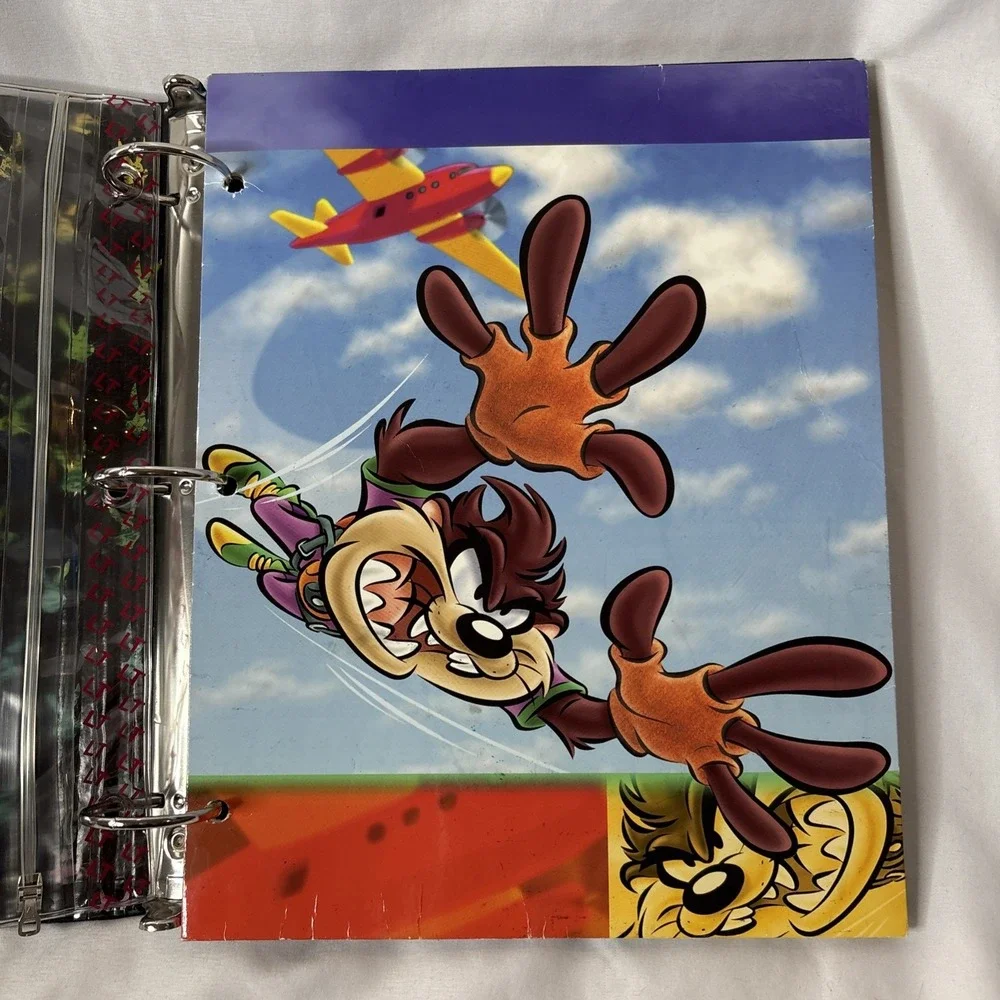 (2) Vtg Looney Tunes TAZ Tasmanian Devil 3-Ring Binders Folders‎ 1990s